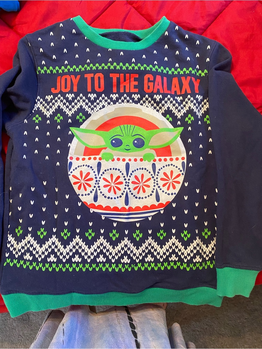 Star Wars Navy & Green 'Joy to the Galaxy' Baby Yoda Sweatshirt